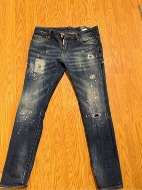 DSQUARED2 Women's Distressed Navy Blue Skinny Jeans